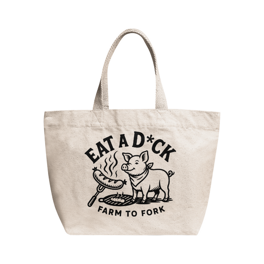 “Eat a Dick” – Farm-to-Table Canvas Tote ft. Dick the Pig (Large)