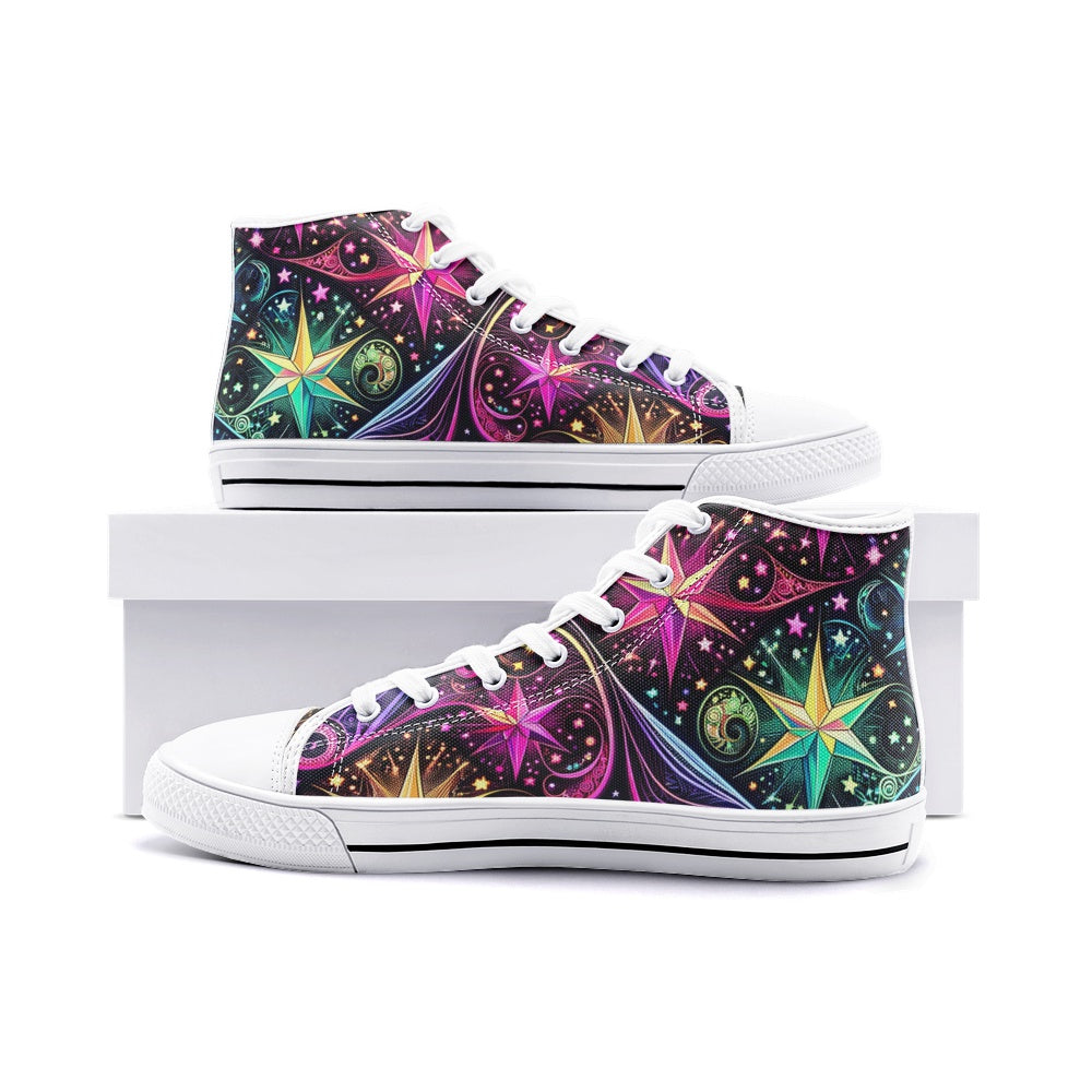 Crypto Cosmos High Top White Toe Canvas Shoes