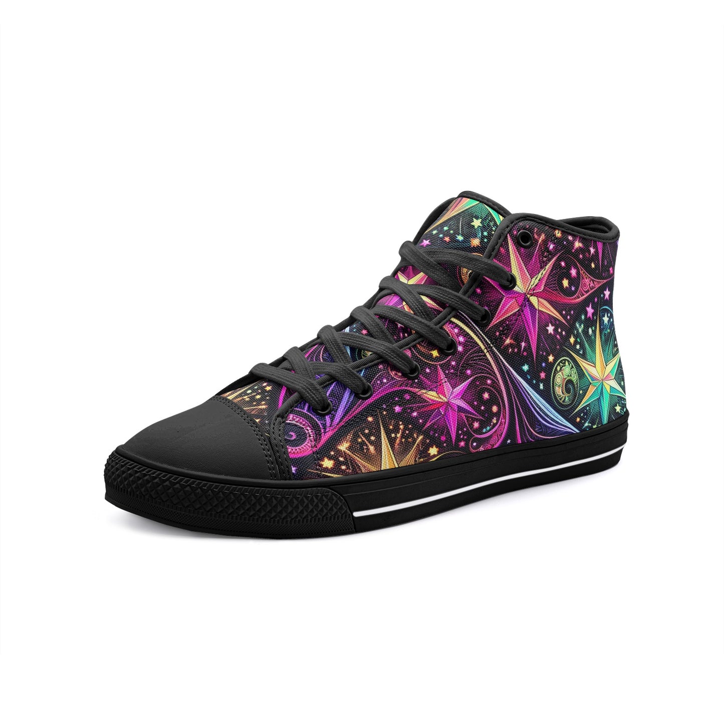 Crypto Cosmos High Top White Toe Canvas Shoes