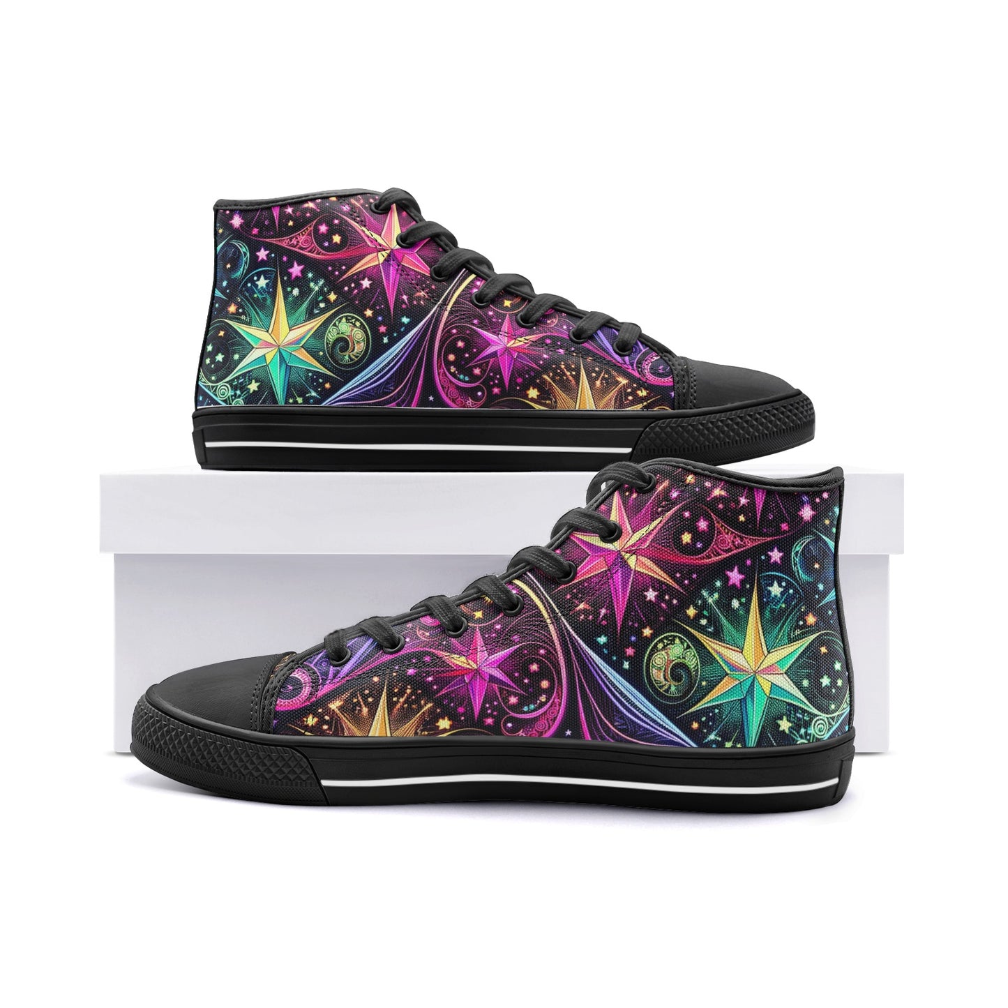 Crypto Cosmos High Top White Toe Canvas Shoes