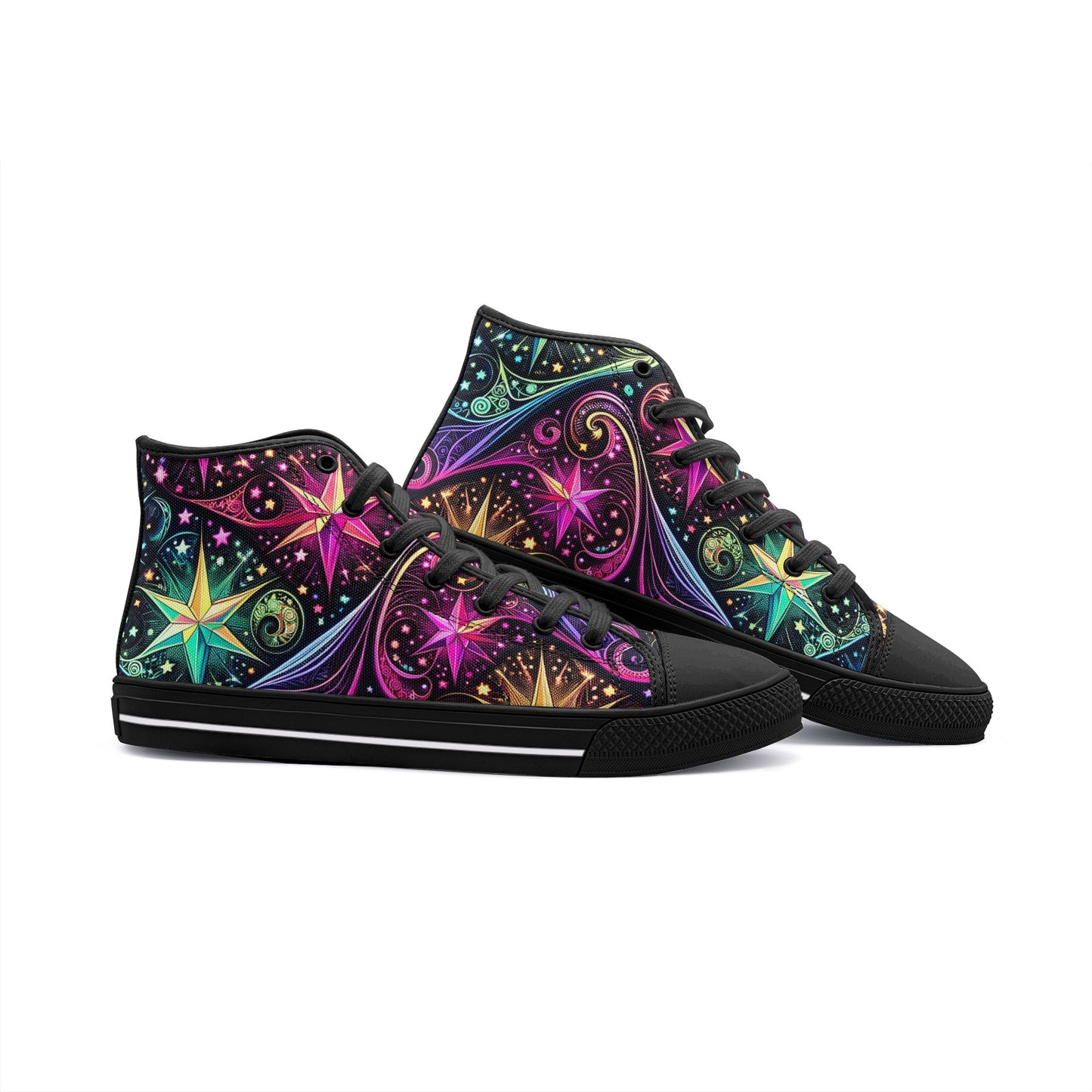 Crypto Cosmos High Top White Toe Canvas Shoes