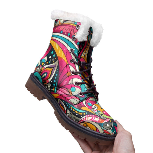 Vibrant Mosaic Lace Up Winter Chukka Boots
