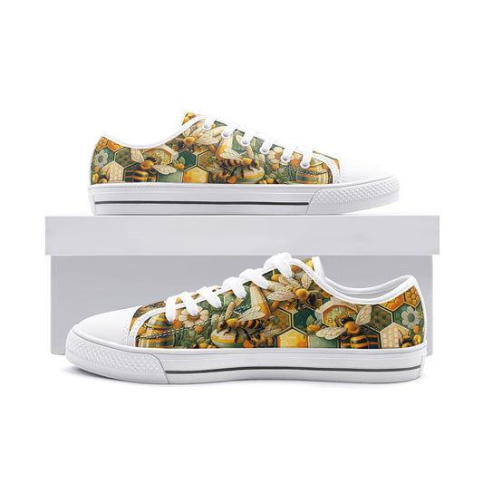 Beekeepers Bloom White Toe Canvas Low Tops