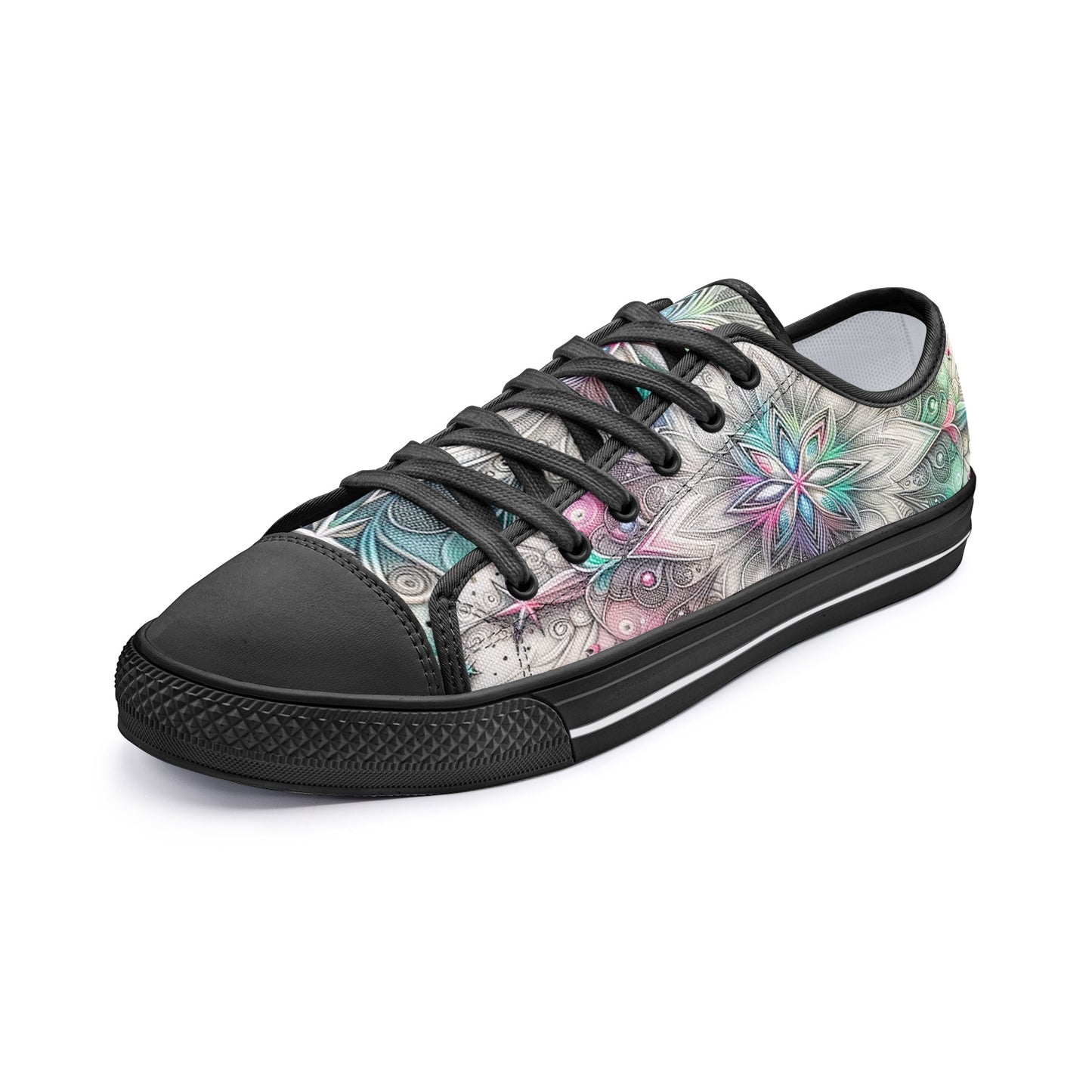 Galactic Glow White Toe Canvas Low Tops