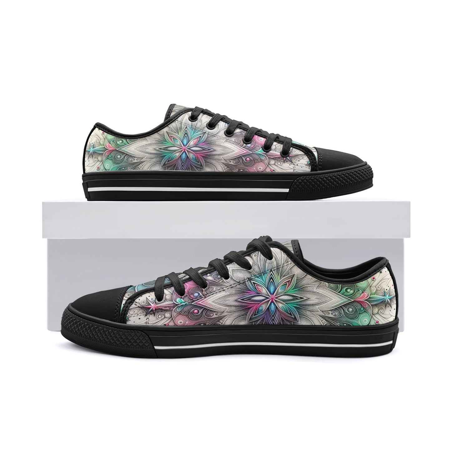 Galactic Glow White Toe Canvas Low Tops