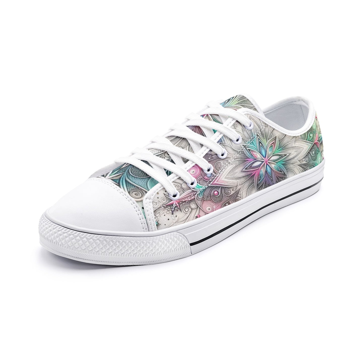 Galactic Glow White Toe Canvas Low Tops