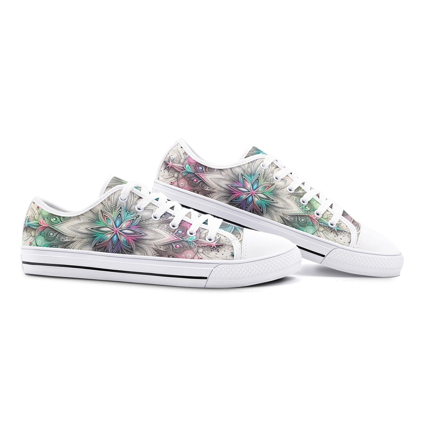Galactic Glow White Toe Canvas Low Tops