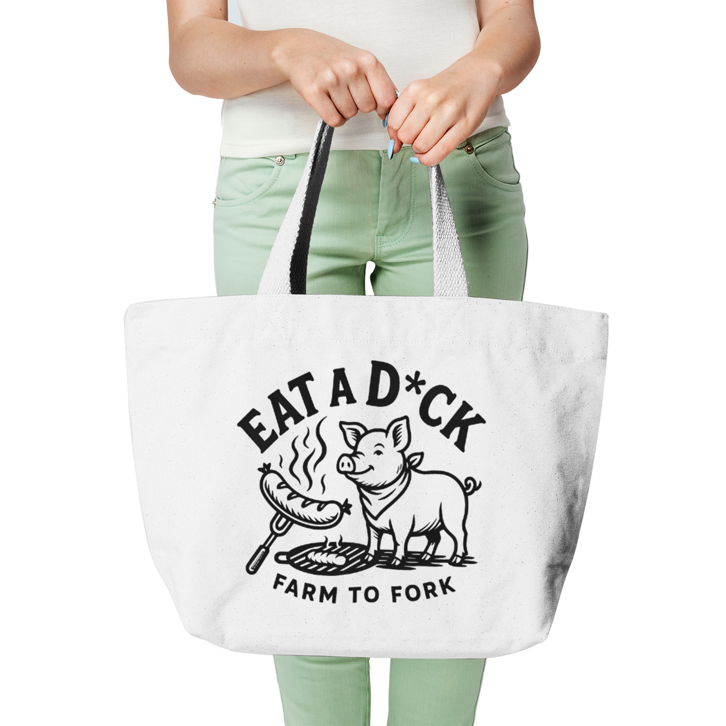 “Eat a Dick” – Farm-to-Table Canvas Tote ft. Dick the Pig (Large)
