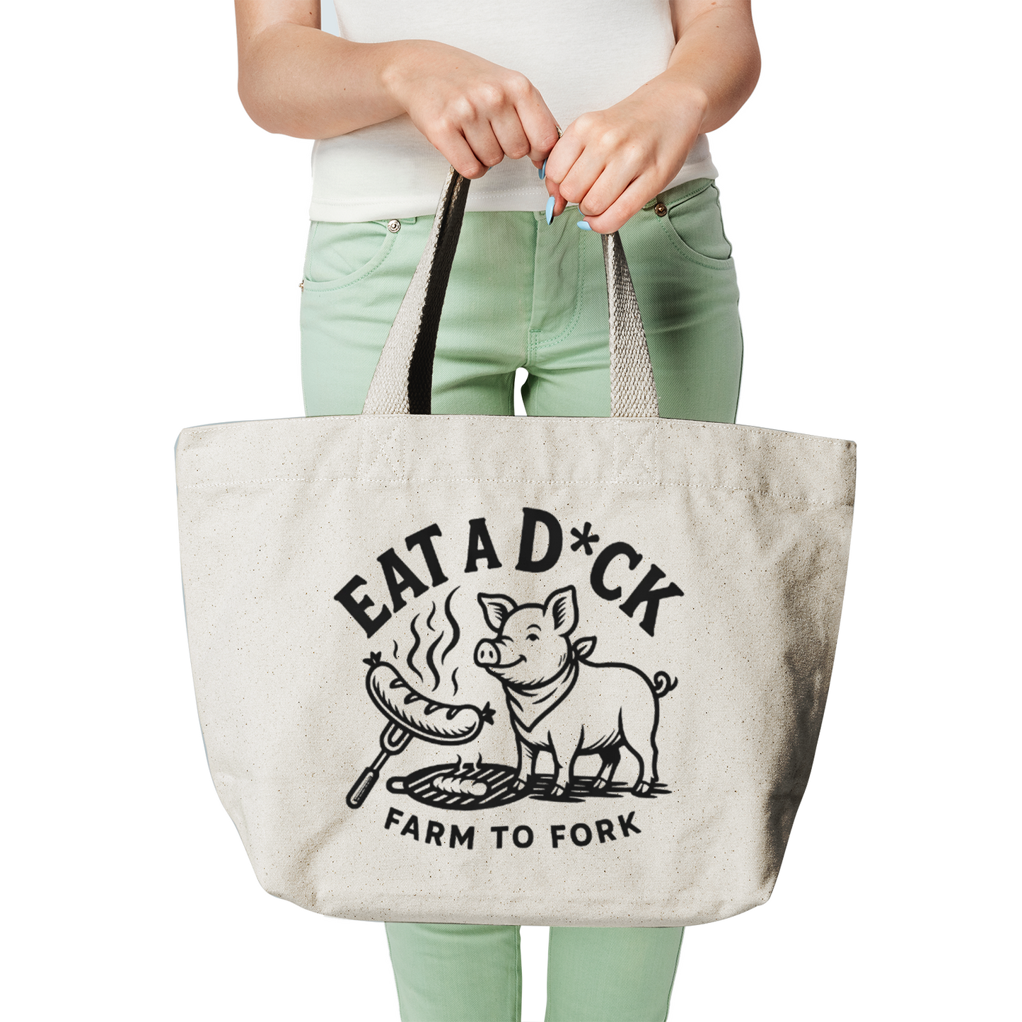 “Eat a Dick” – Farm-to-Table Canvas Tote ft. Dick the Pig (Large)