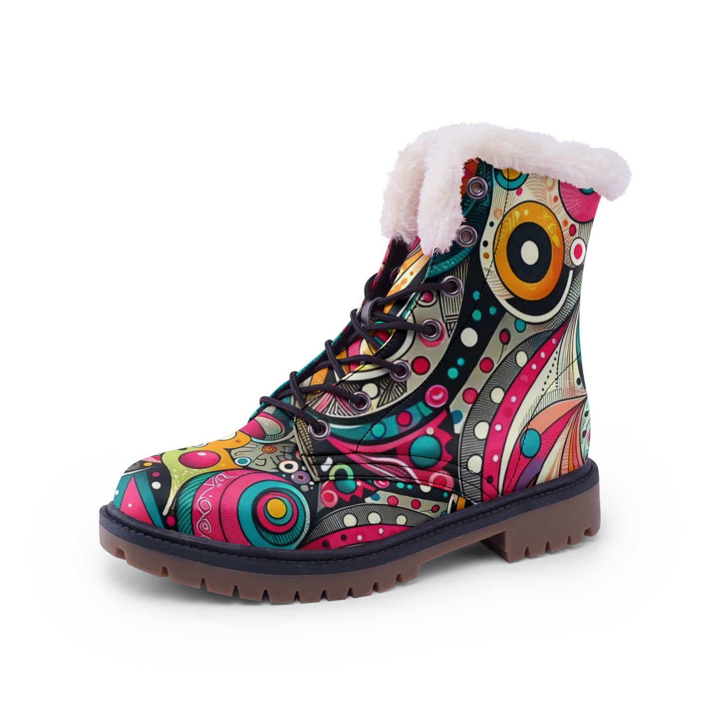 Vibrant Mosaic Lace Up Winter Chukka Boots