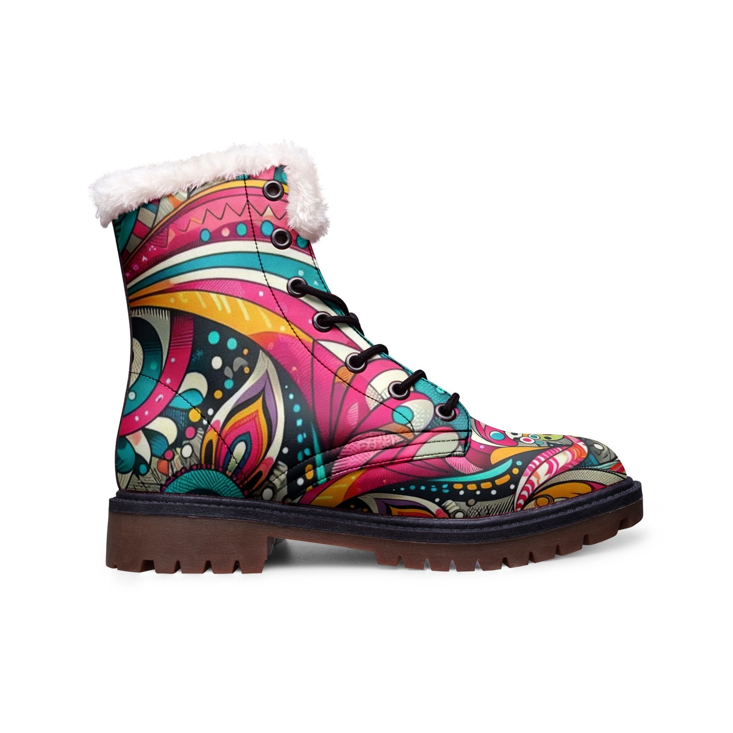 Vibrant Mosaic Lace Up Winter Chukka Boots