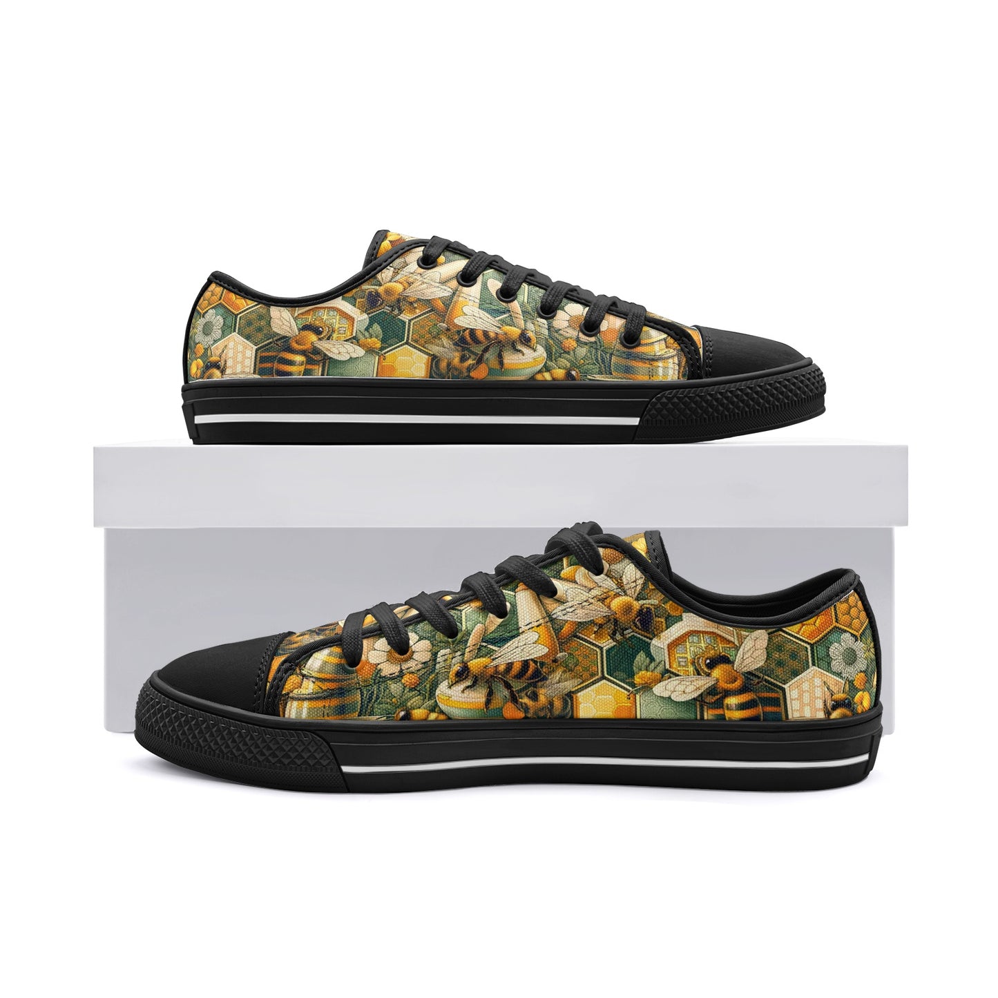 Beekeepers Bloom White Toe Canvas Low Tops