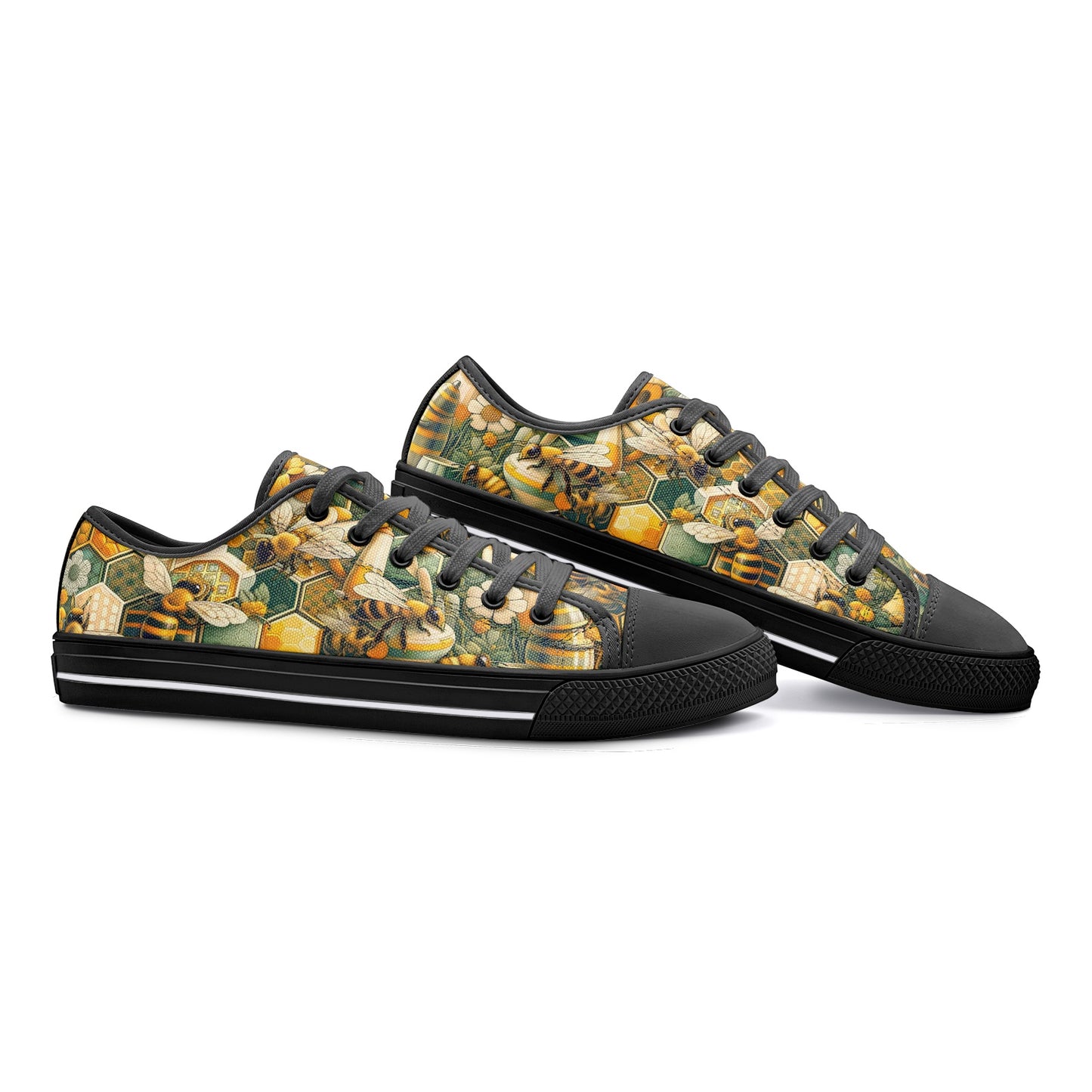 Beekeepers Bloom White Toe Canvas Low Tops