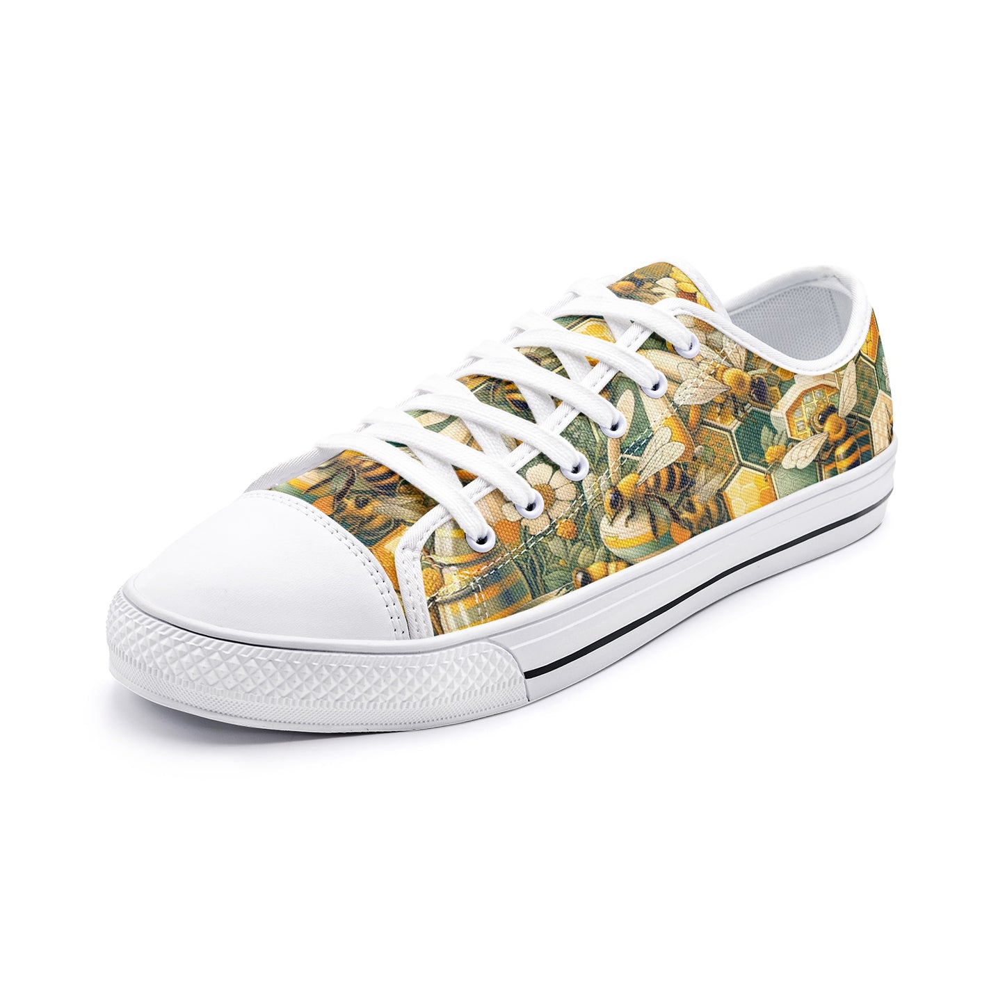 Beekeepers Bloom White Toe Canvas Low Tops