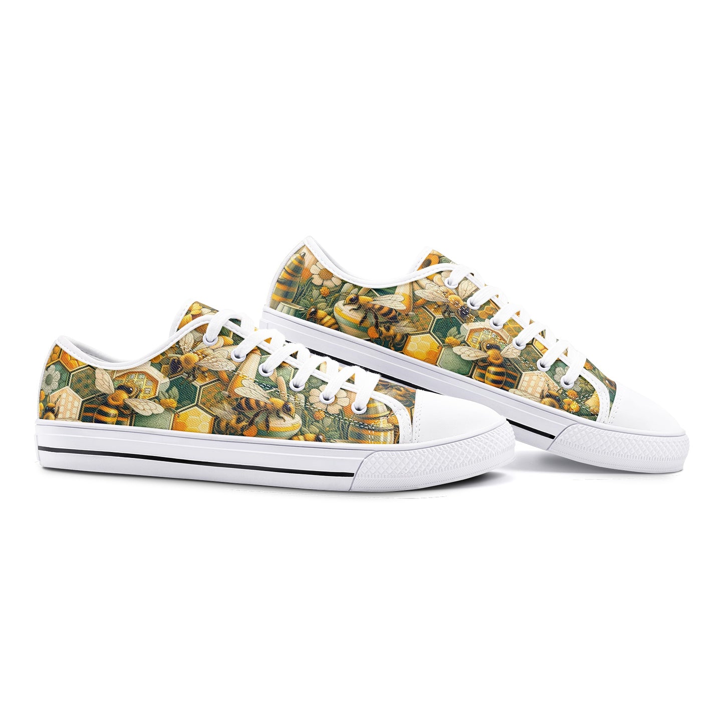 Beekeepers Bloom White Toe Canvas Low Tops