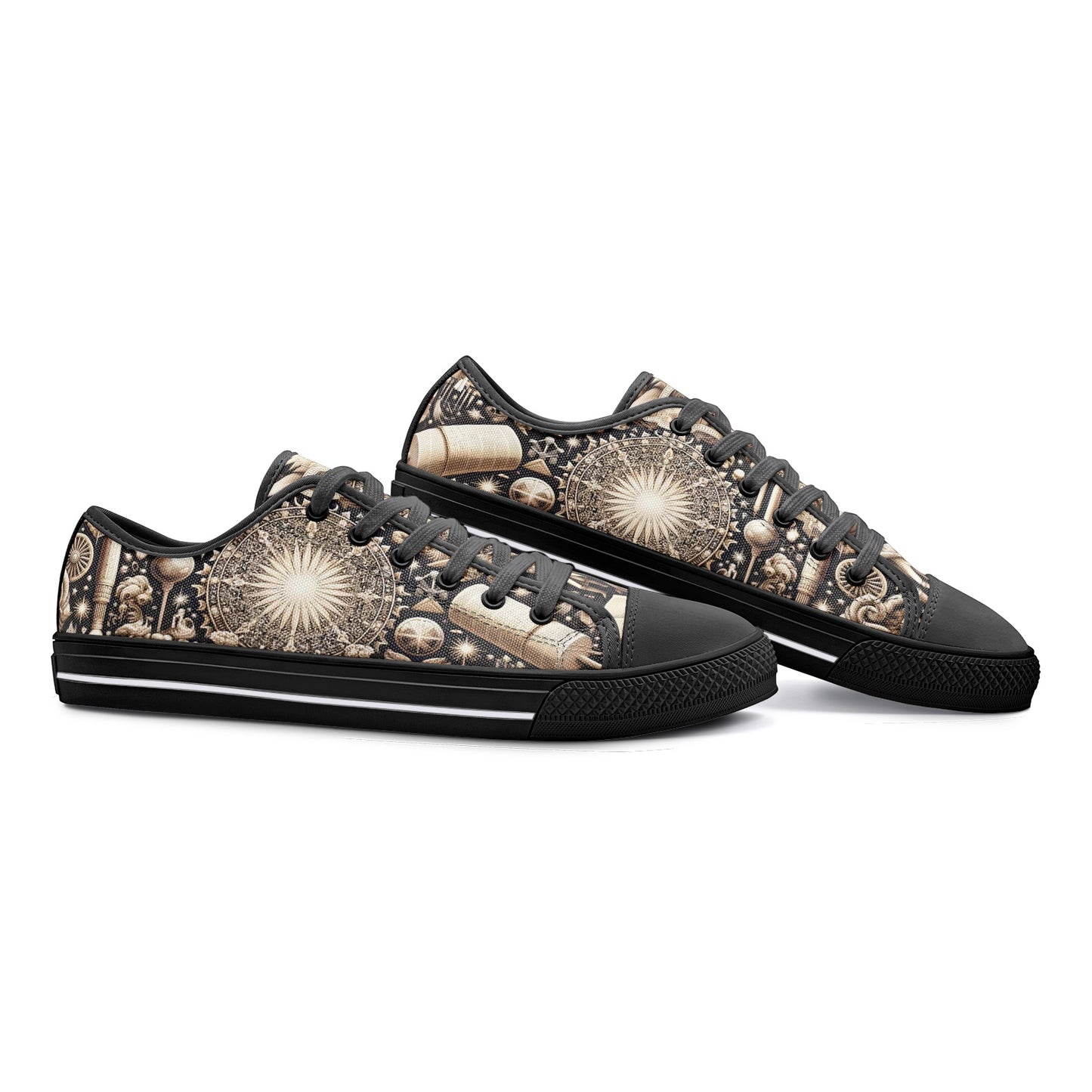 Historical Tapestry White Toe Canvas Low Tops