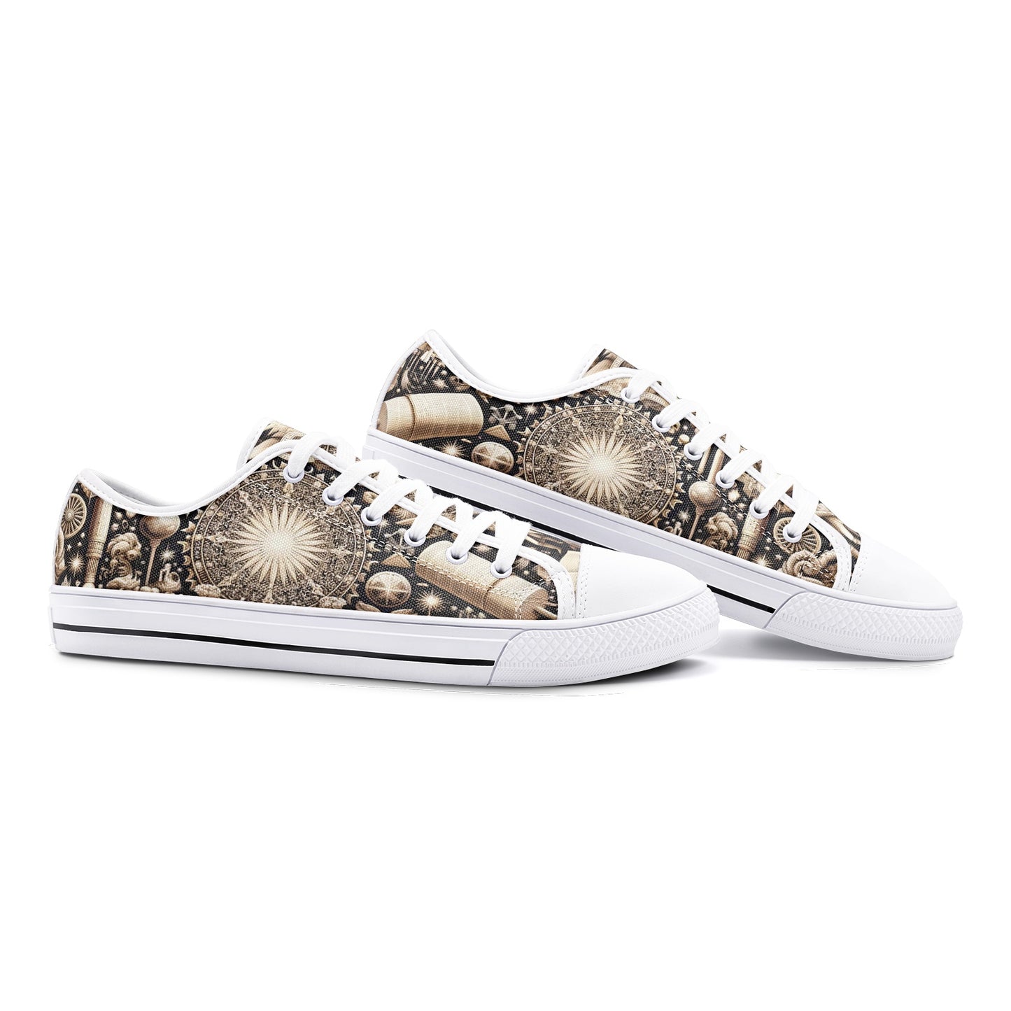 Historical Tapestry White Toe Canvas Low Tops